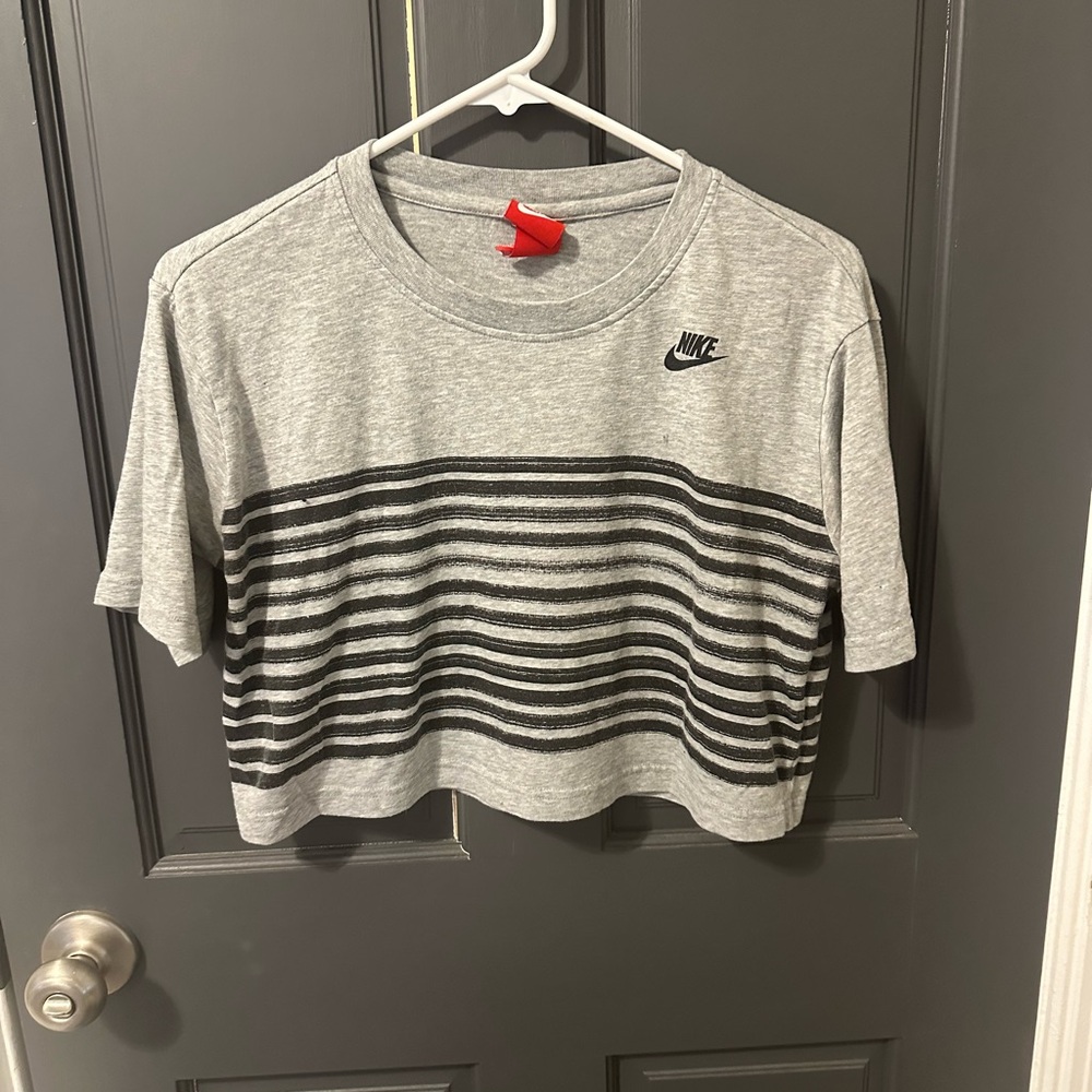 Nike Gray Striped Crop Top
